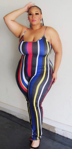 Plus Size Jumpsuit with Attached Tie Purple and Gold