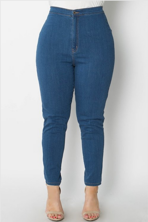 Final Sale Plus Size High Waist Denim Jeans in Light Wash
