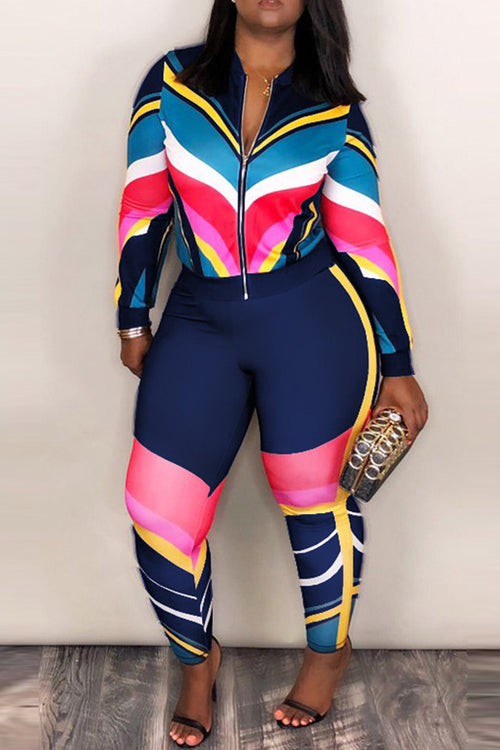 Plus Size GET IT 2-Piece Tracksuit in Royal Blue Pink Red and Yellow - Flyy By Nyte 