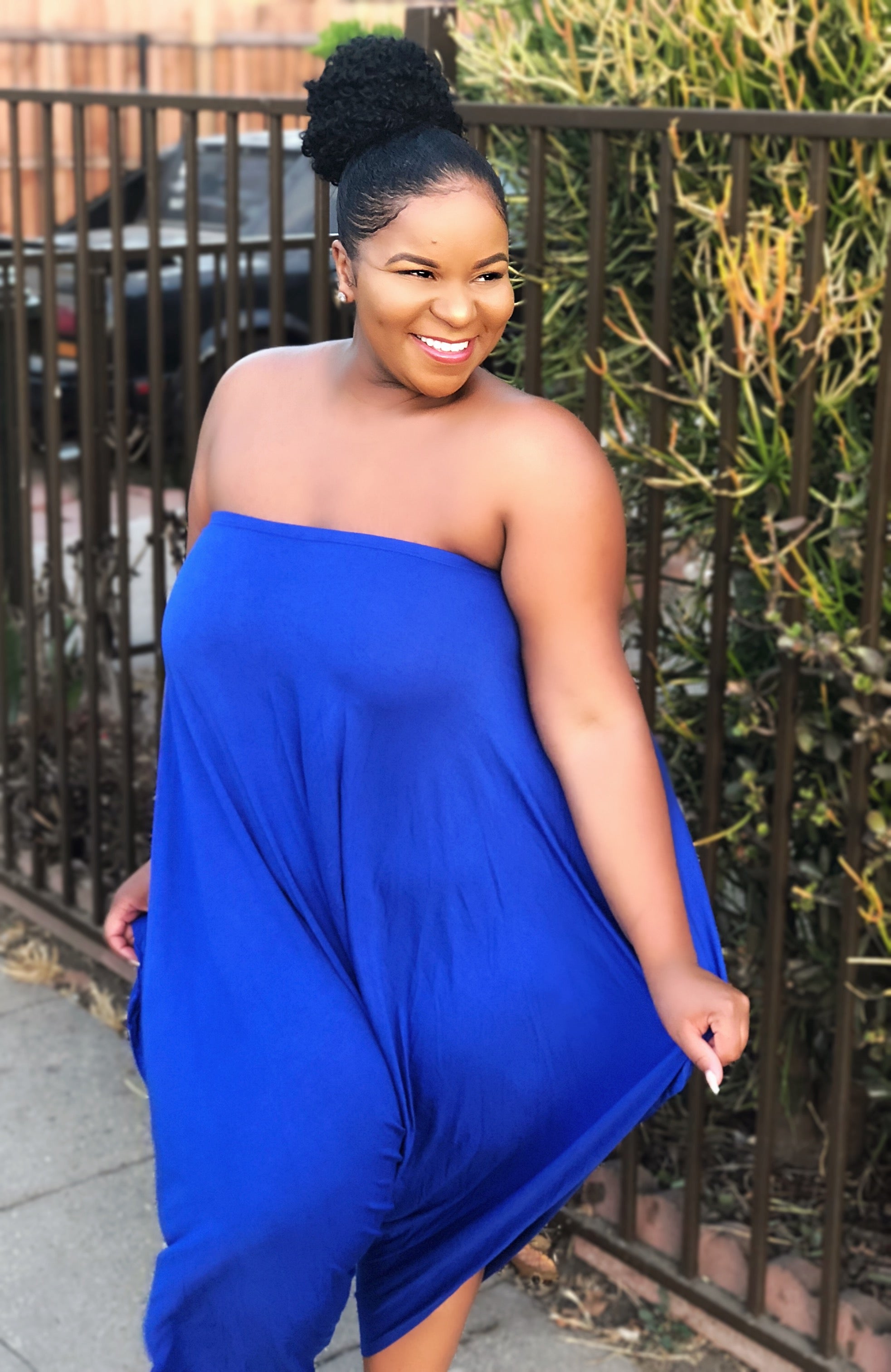 Plus Size ROYALTY Sleeveless Jumpsuit in Royal Blue - Flyy By Nyte 