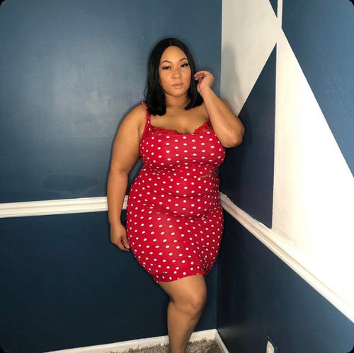 Final Sale Plus Size 2-Piece Top and Skirt Set in Red