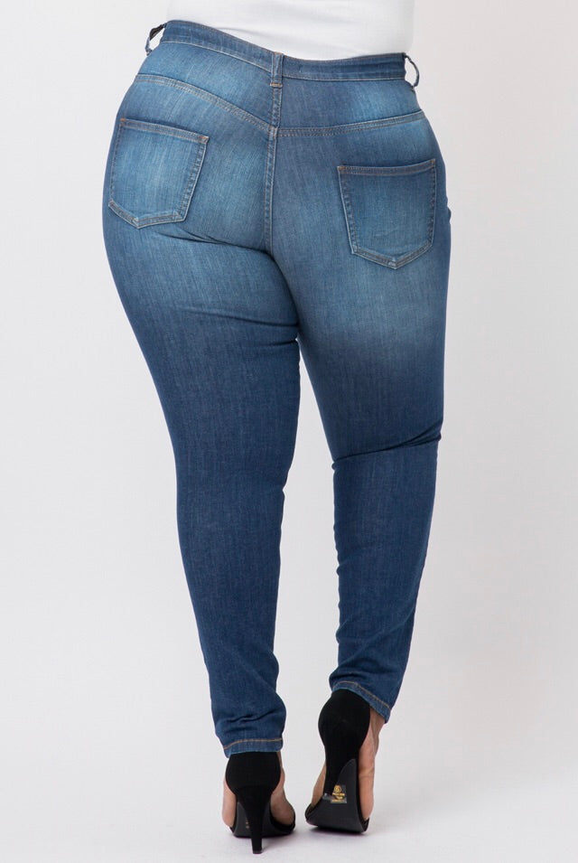 Plus Size Denim Jeans in Light Wash - Flyy By Nyte 