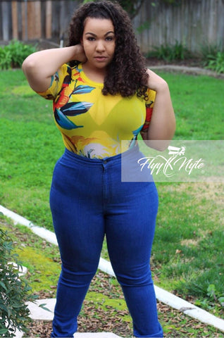 New Plus Size Deep V Jumpsuit with Attached Tie in Green and Yellow