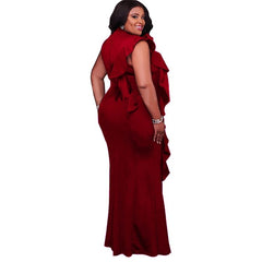 Plus Size Ruffle Sleeve Maxi in Red