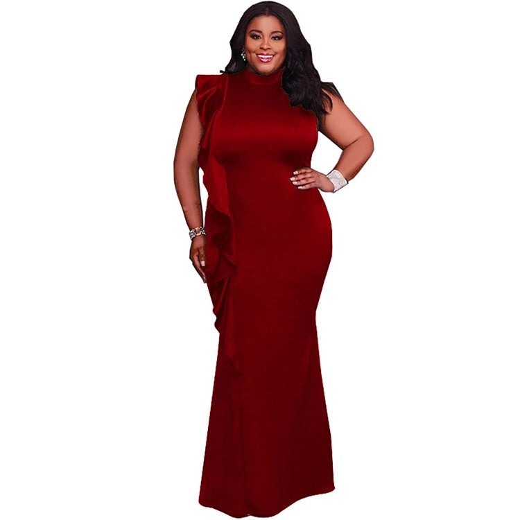Plus Size Ruffle Sleeve Maxi in Red