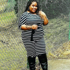 Final Sale Plus Size Off Shoulder Jumpsuit in Black and White