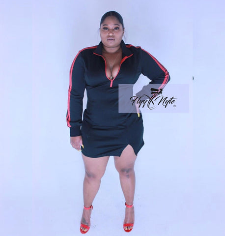 Plus Size Romper in Black Red and White
