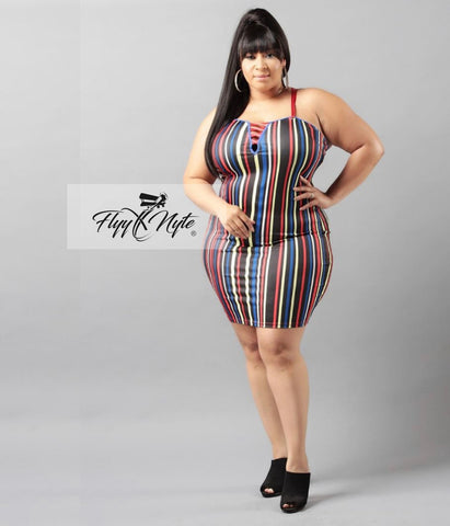 Plus Size Off Shoulder Bodycon Mini in Black Blue and Yellow